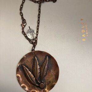 Copper Leaf Pendant Necklace